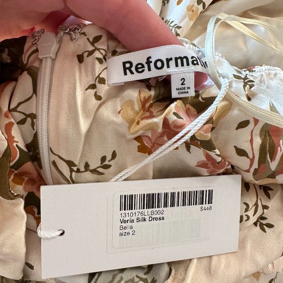 NWT Reformation Veria Maxi Silk Dress Sz 0 Bella Floral Wrap Halter Tie Neck - Picture 4 of 12